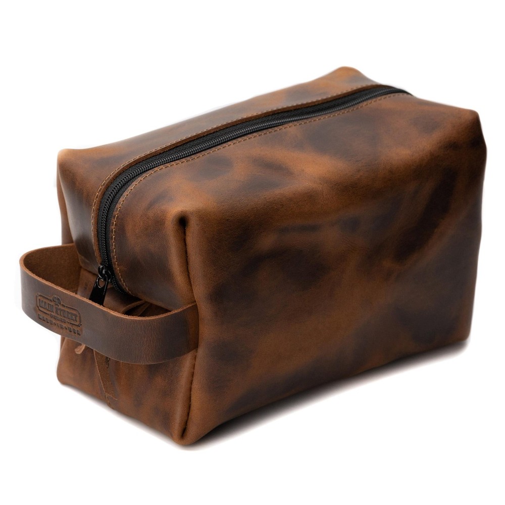 Men's Leather Dopp Kit - Durable Travel Toiletry Bag for Essentials  