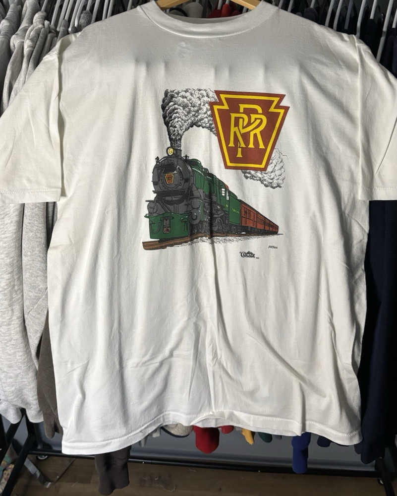Vintage PRR Pennsylvania Railroad Graphic T Shirt Size XL USA Single Stitch