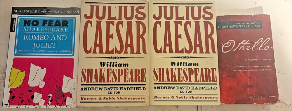 Shakespeare Books Lot 4-No Fear Romeo and Juliet,Othello,Two Julius Caesar