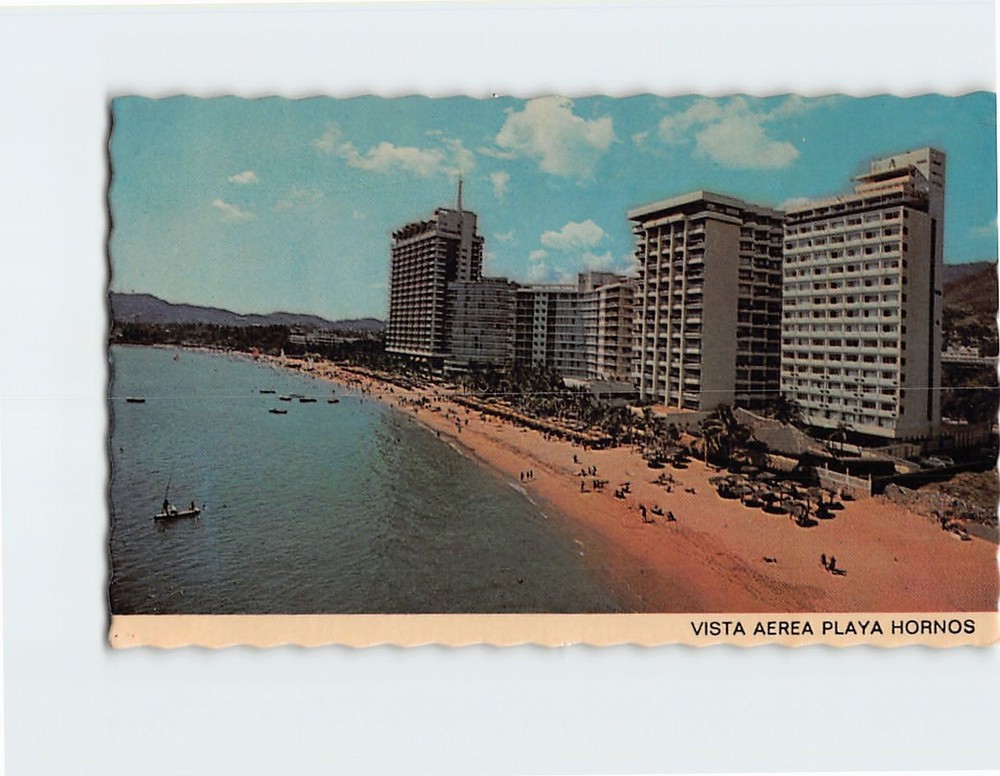 Postcard Aerial View Hornos Beach Acapulco Guerrero Mexico