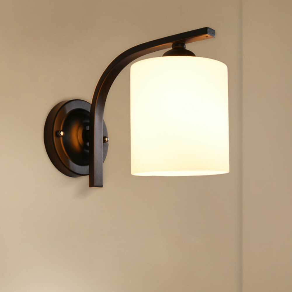 Modern Cylinder Glass Wall Light Sconce Lighting Lamp Fixture Bedroom Home Decor