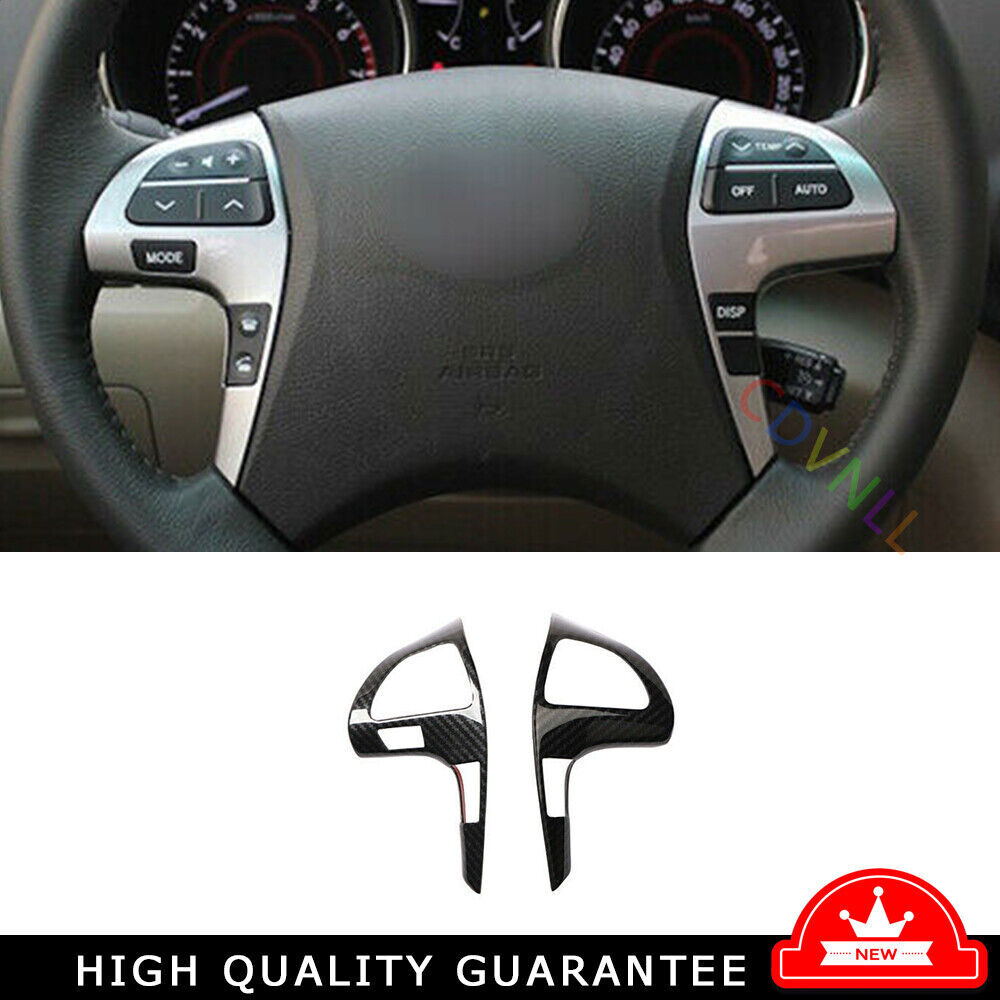 Steering Wheel Switch Cover Trim 2* For Toyota Highlander 2008-2013 Carbon Fiber