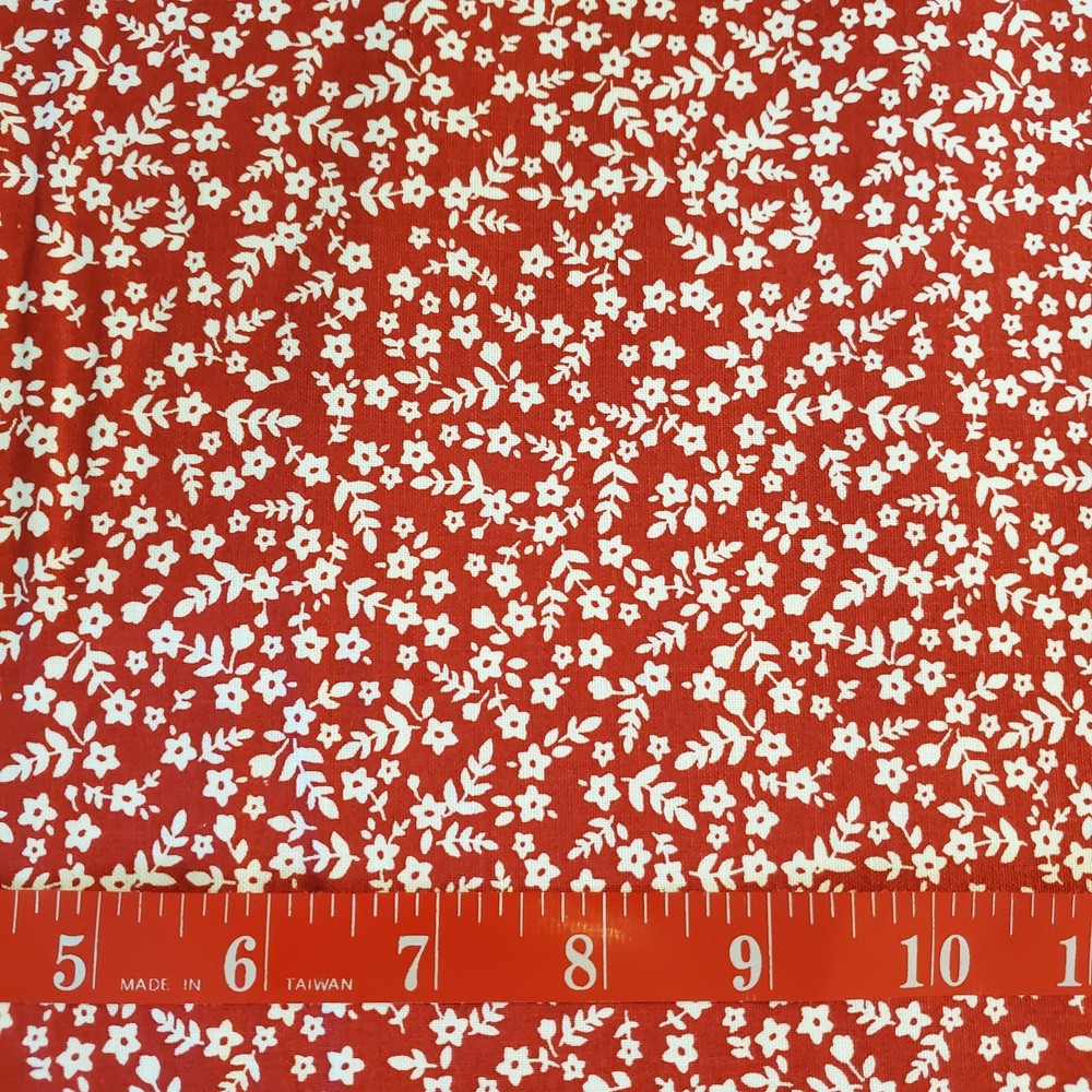 Red White Floral Flowers Fabric  100% Cotton FQ HY BTY Fat Quarter By the Yard