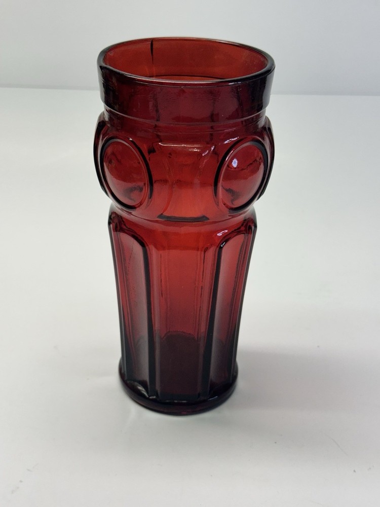 Wheaton Glass Bullseye Drinking Glass Ruby Red Vintage Iced Tea Tumbler 16oz