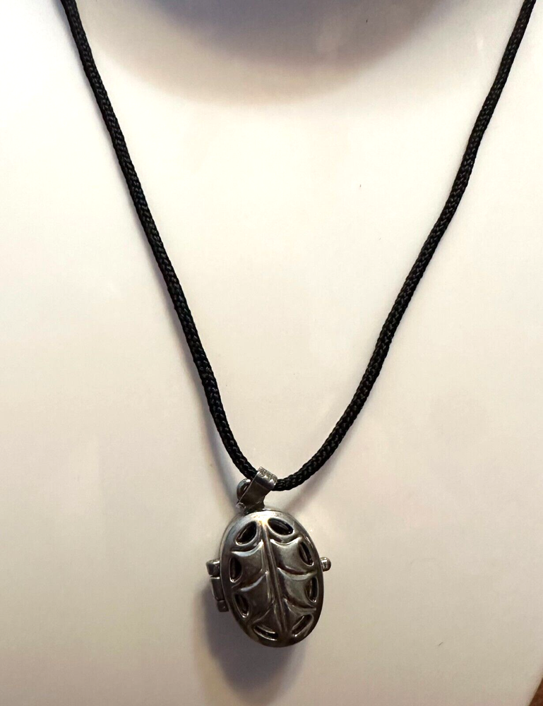 Silver-Tone Locket Necklace with 24-Inch Cord Chain