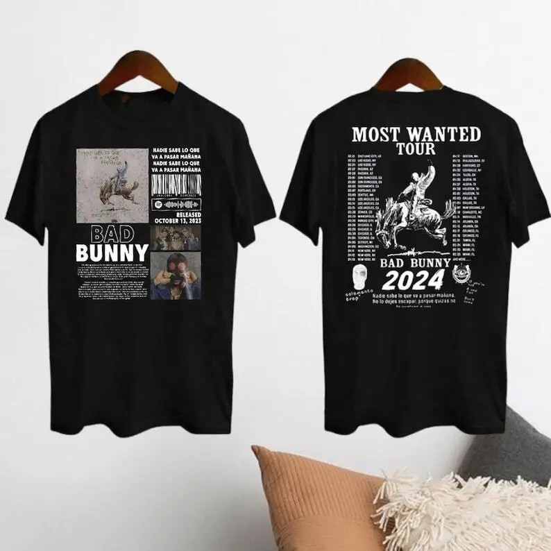 Bad Bunny 2024 Concert T-shirt, Most Wanted Tour 2024 Bad Bunny Shirt