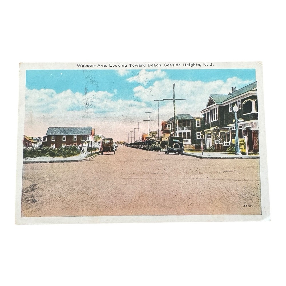 Seaside Heights, NJ - Webster Ave Looking Towards Beach 1934 Post Card