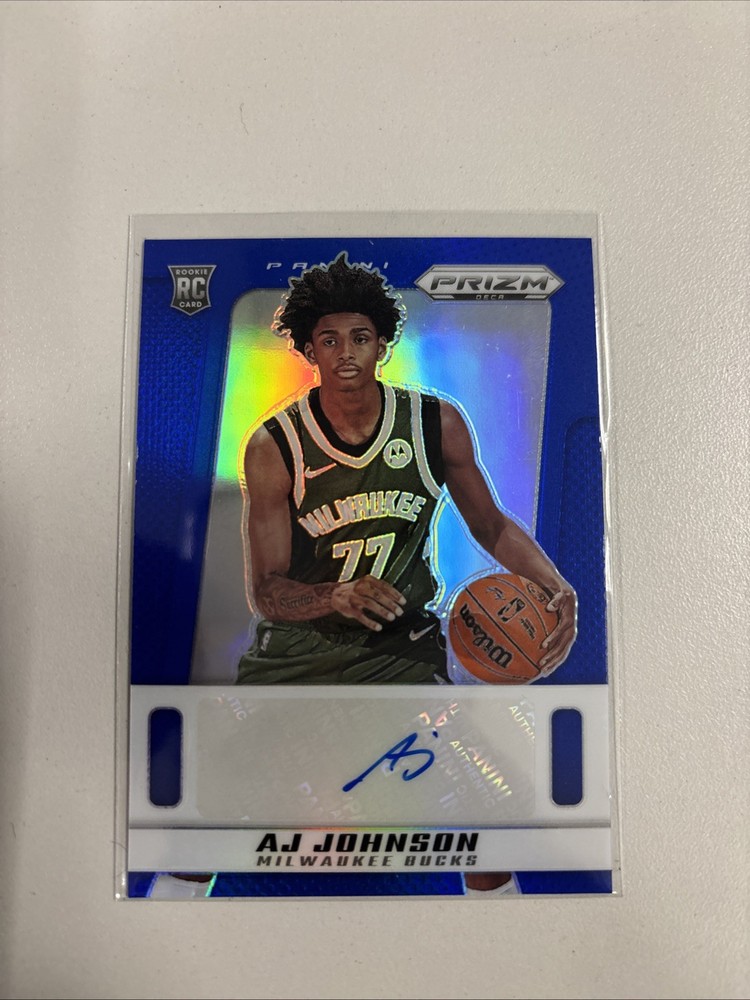 2024-25 Panini Prizm Deca Aj Johnson Blue RC Rookie Signatures Auto /49 #PDS-AJJ