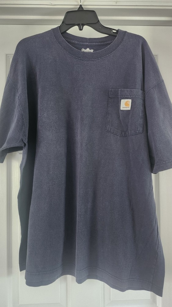 Vintage Faded Distressed Carhartt Men's Workwear Pocket T-shirt Navy XL K87 NVY