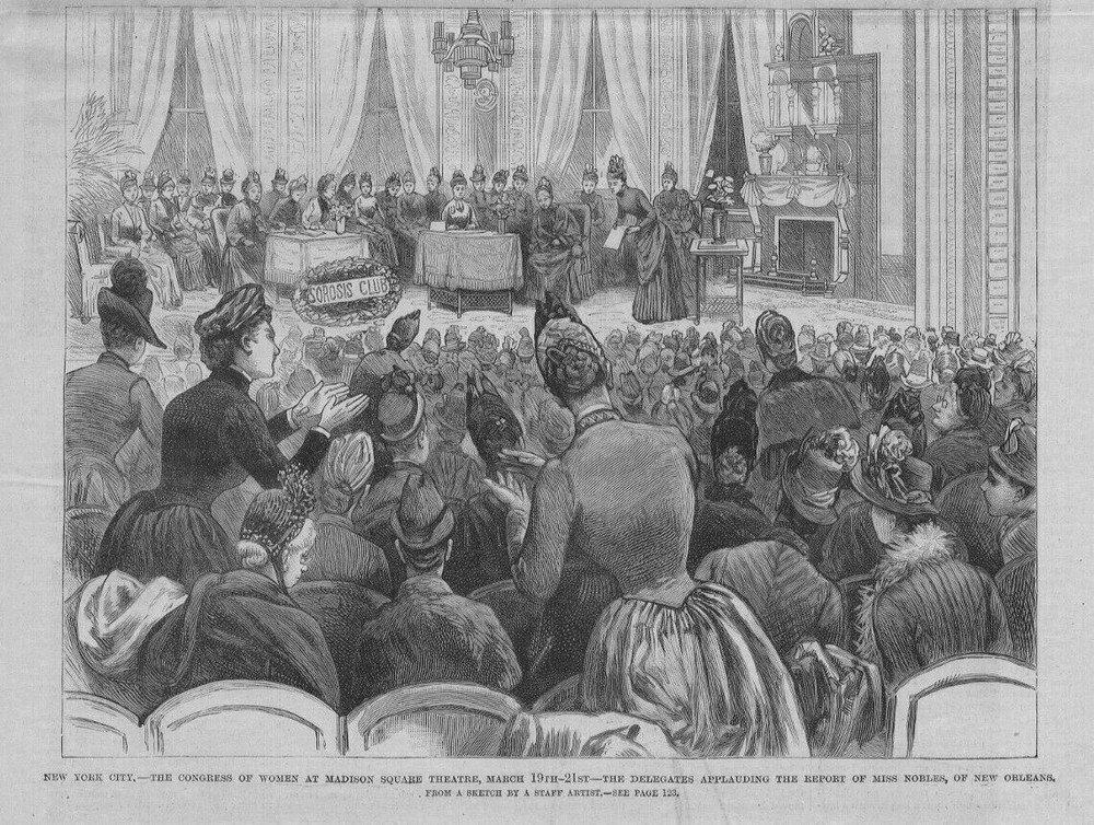 CONGRESS OF WOMEN AT MADISON SQUARE THEATRE NEW YORK CITY WOMENS 1889 FASHION