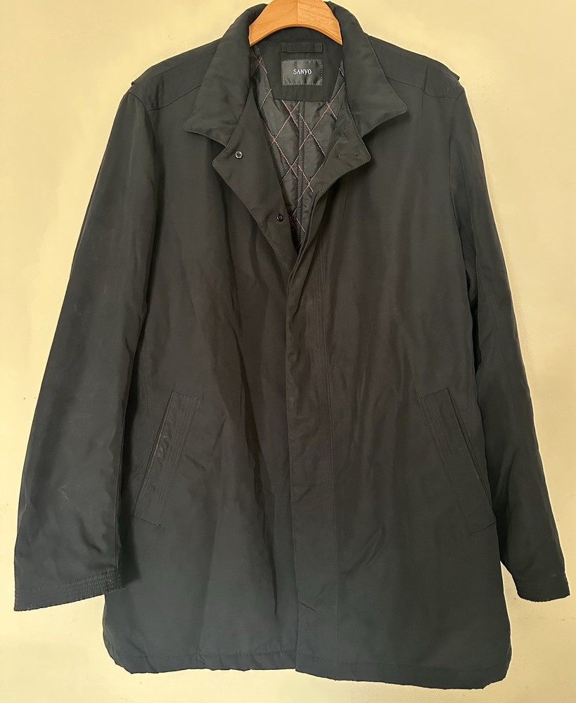 Sanyo Men’s Trench Black Coat Jacket 2XL
