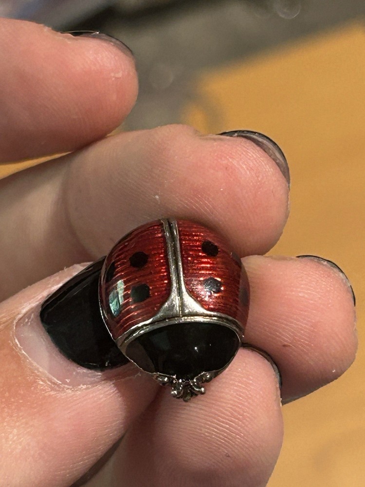 vintage David-Andersen sterling silver and red enamel ladybug brooch.