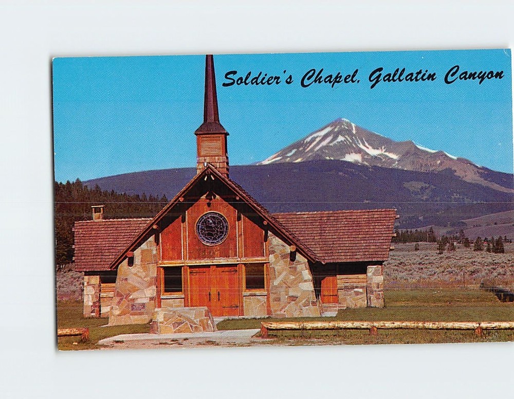 Postcard Soldiers Chapel Gallatin Canyon Big Sky Montana USA
