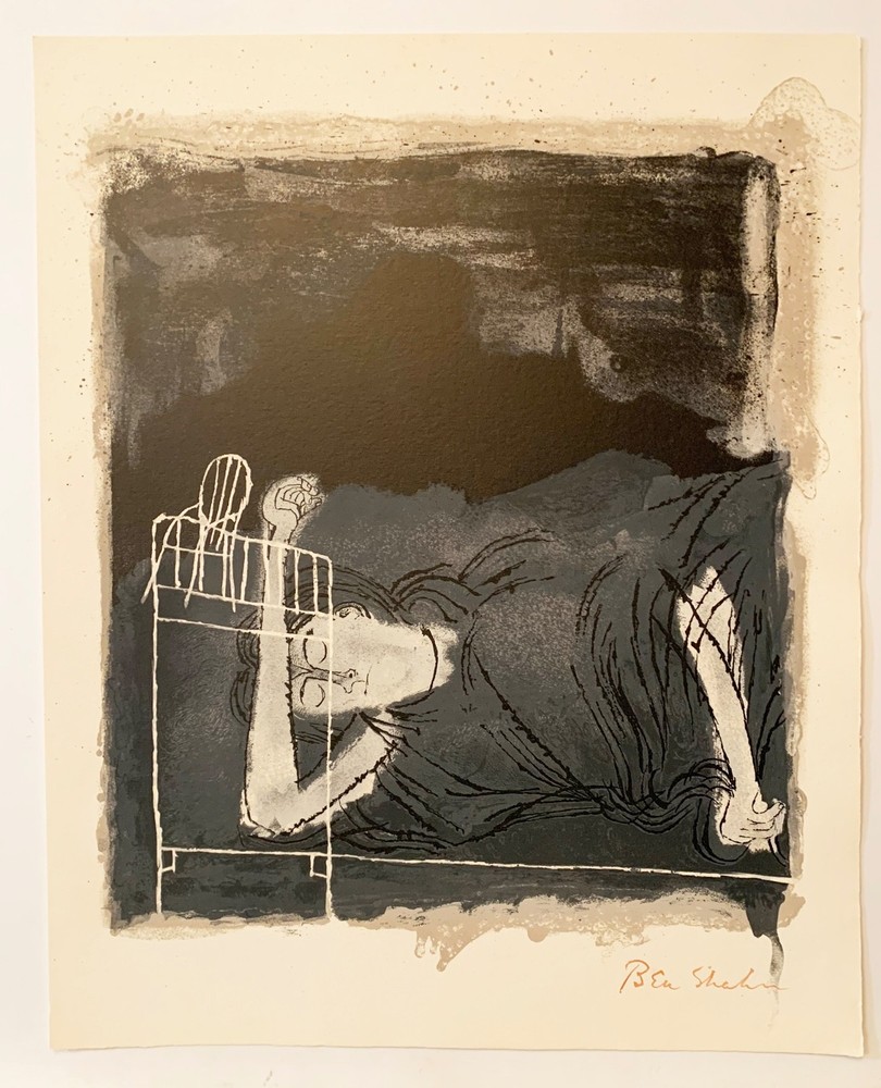 Listed American Artist BEN SHAHN Original Signed Lithograph Rilke Portfolio XVII