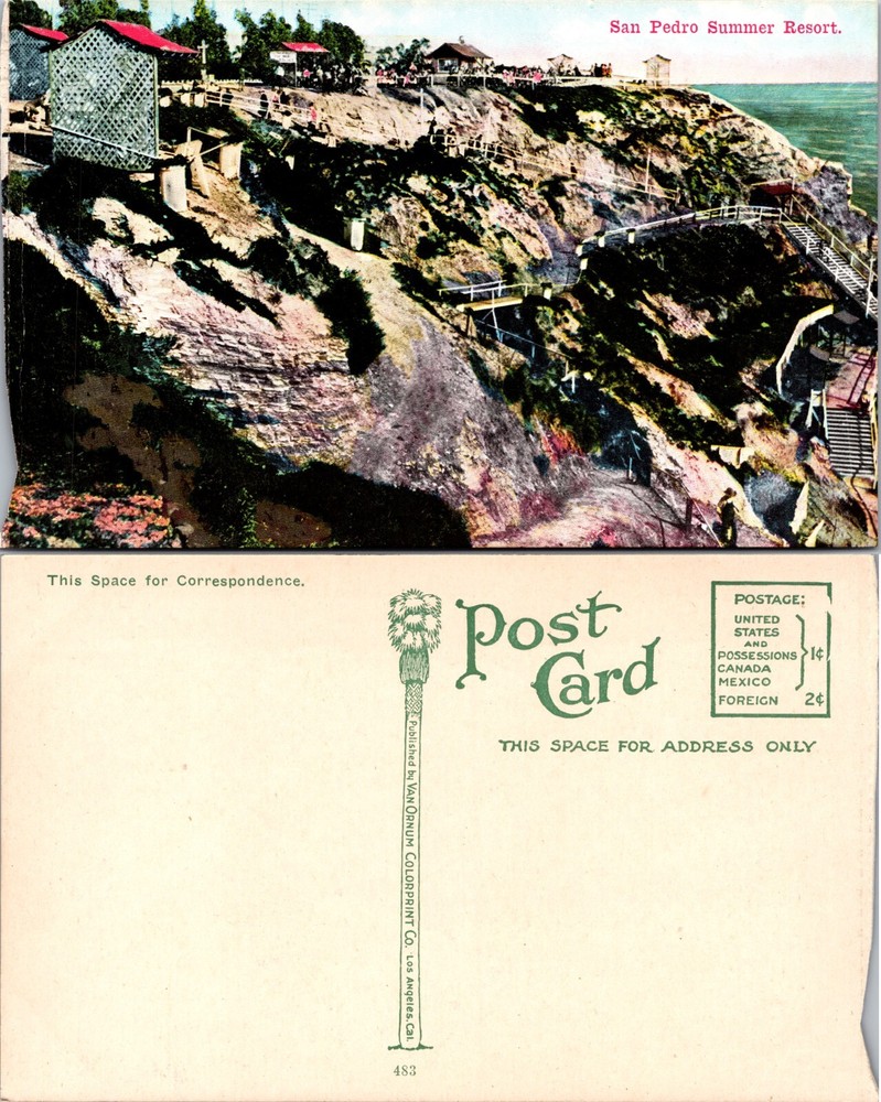 San Pedro Summer Resort California CA Postcard