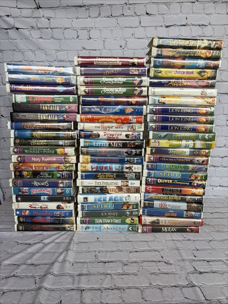 Vintage Disney / Kids VHS Lot of 64 Clamshell Cases Lord Of Rings, Mulan, Hobbit