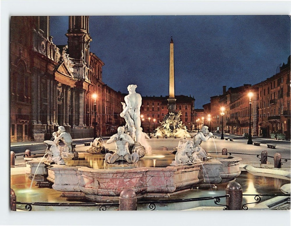 Postcard Piazza Navona Rome Italy