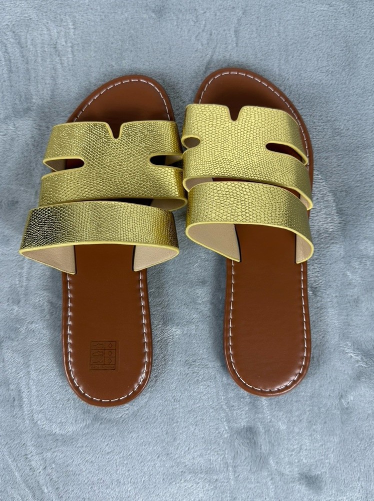 Womens Gold Sandals US Size 7.5 Boho Beach SUPER CUTE LOOK! New