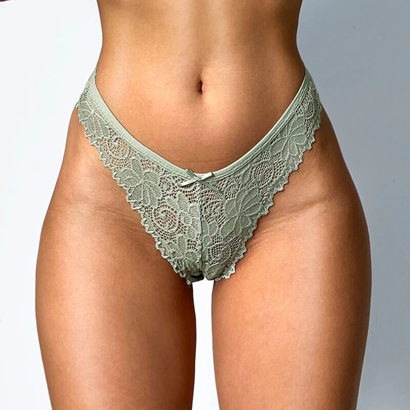 Sexy Lace Thong Low Waist Transparent Female Panties Hollow Out G String Briefs
