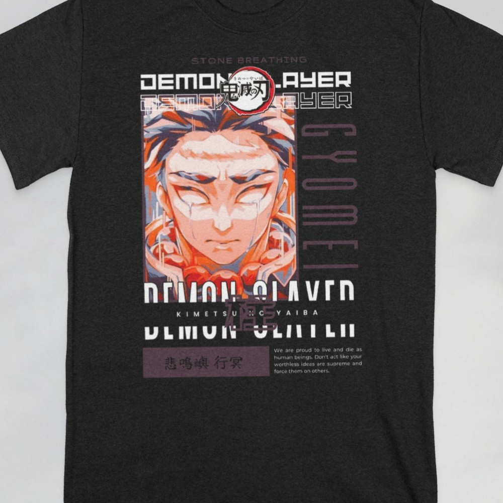 Gyomei Himejima Stone Hashira T-Shirt Demon Slayer Anime Pillar Black S-5XL