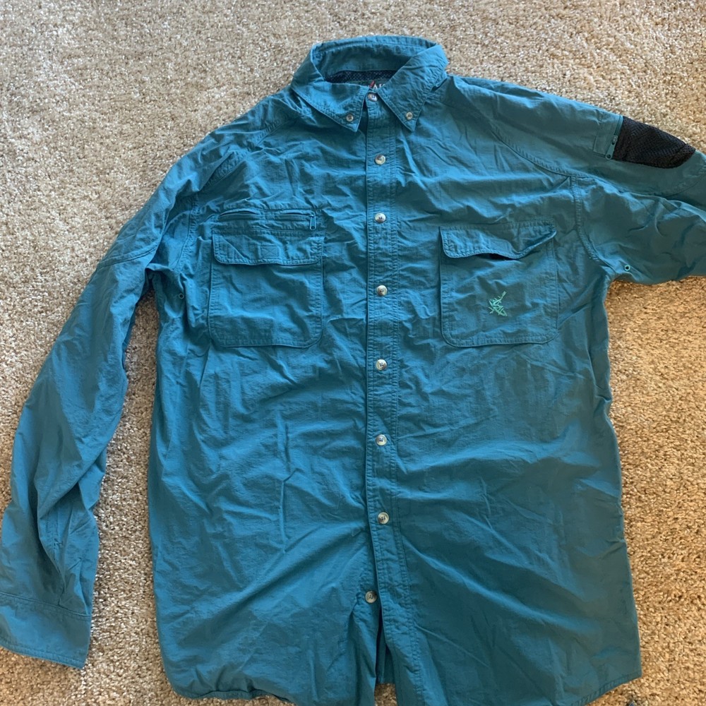 Men's Vintage Kayaking T-Shirt Large XL Teal Lightweight Nylon Gorpcore