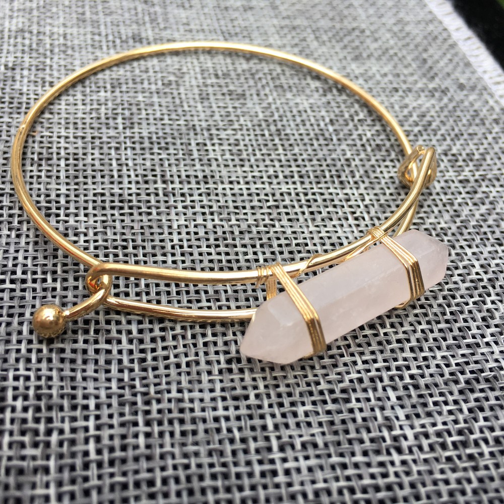 1pc Natural rose quartz bullet shape crystal bracelet DIY crystal reiki healing