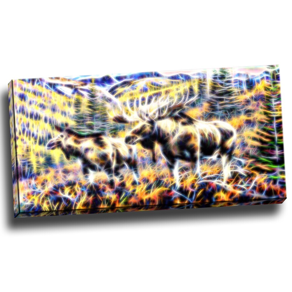 32x16 Moose in the Forest Canvas Wall Art Print