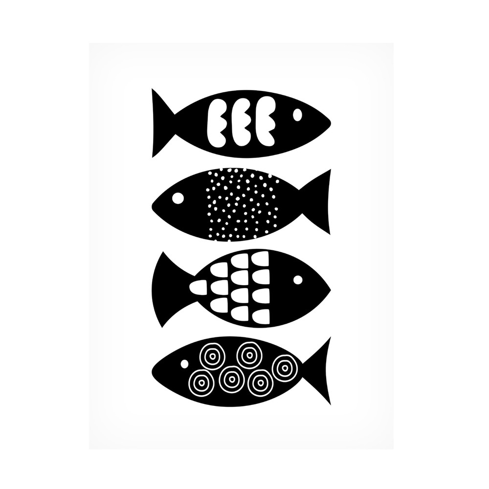 Canvas Wall Art - Tom Quartermaine 'Scandinavian Black and White Abstract Fis...
