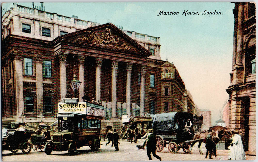 UK England London Mansion House Lord Mayor Residence Columns St. 1910 Postcard
