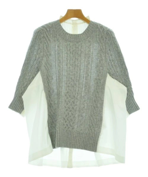 sacai Knit Sweater Women's Gray White Size S Vintage Used Japan Wool 100%