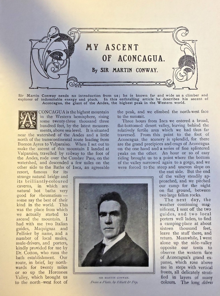 1908 Sir Martin Conway Climbing Aconcagua illustrated