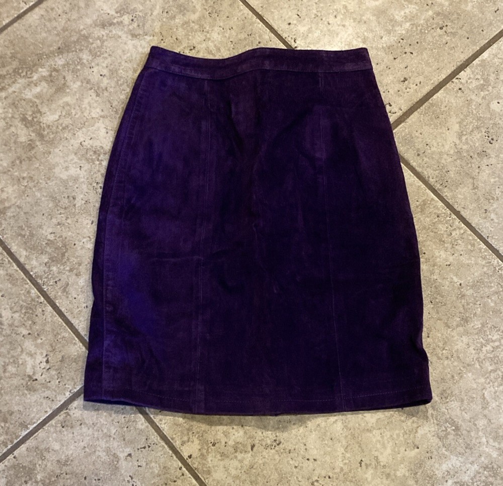Vintage Leather Skirt Global Identity G.III Purple Suede Womens Size 7/8