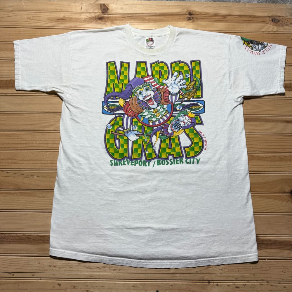 Vintage 1999 Mardi Gras Shreveport Bossier City Jester Clown Souvenir Shirt XXL
