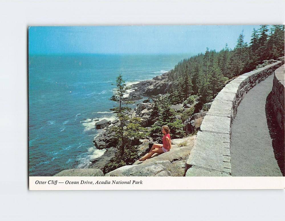 Postcard Otter Cliff Ocean Drive Acadia National Park Bar Harbor Maine-image