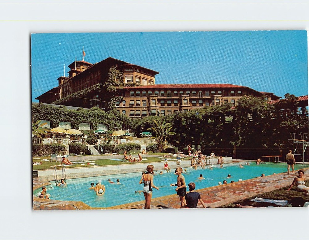 Postcard Garden Swimming Pool Huntington-Sheraton Pasadena California USA