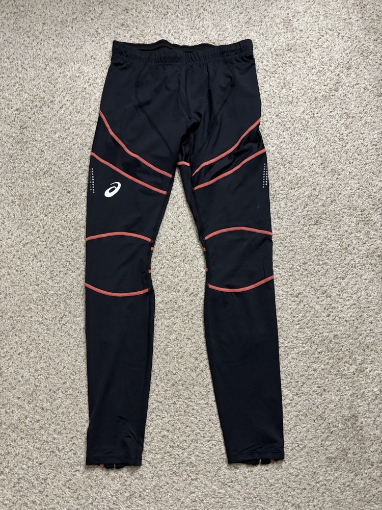 Asics Pants Mens Size Medium Black Muscle Support Compression Running Tights