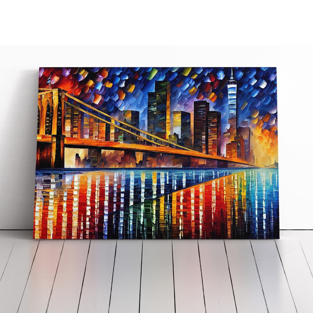 New York Painted Skyline Vol.1 Canvas Wall Art Print Framed Picture Home Decor