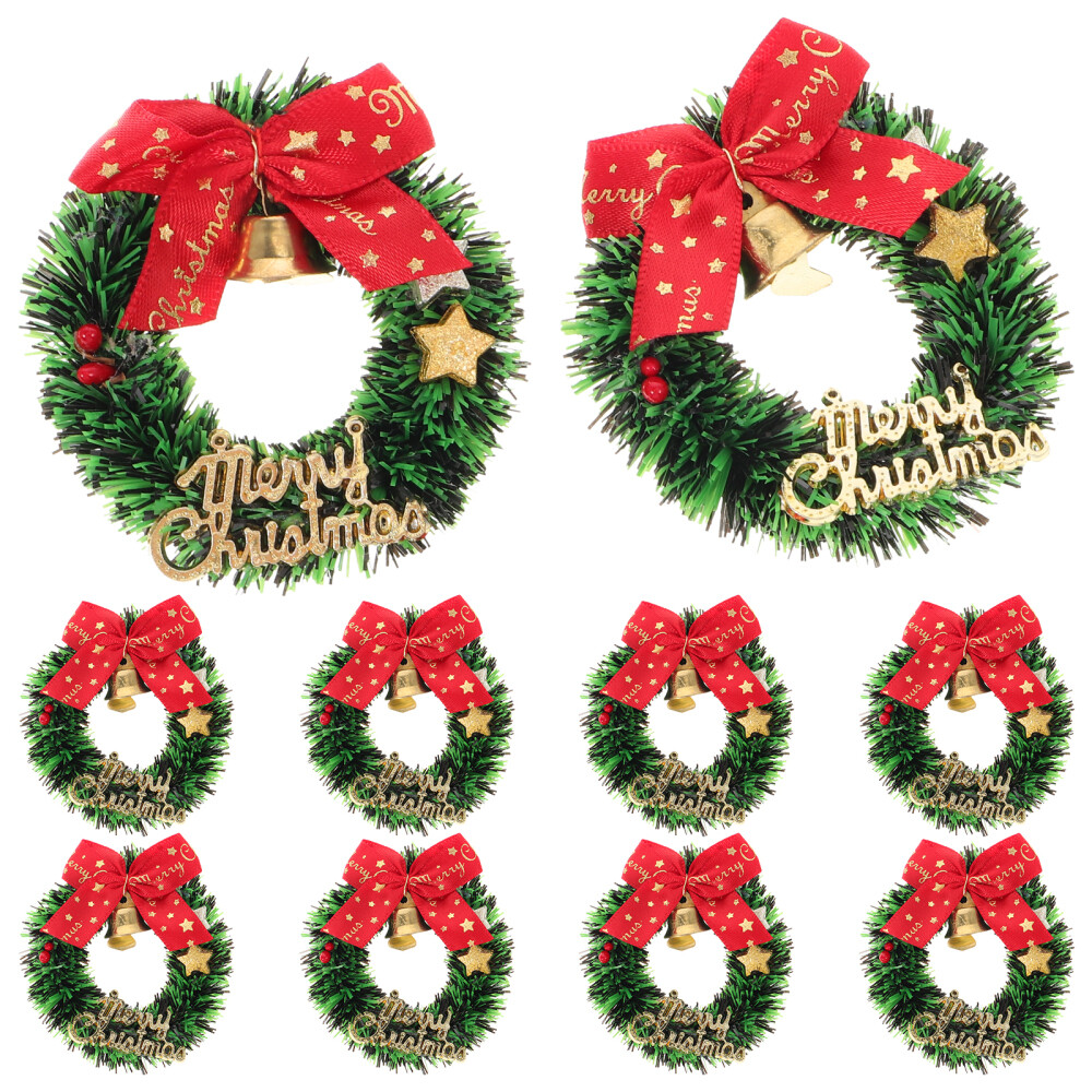 10 Pcs Bow Bell Garland Outdoor Christmas Decorations Mini Tabletop Tree