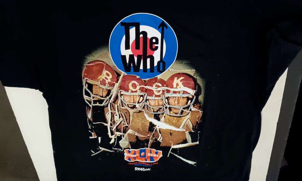 unad             the Who official super bowl football WJO  concert tee-shirt