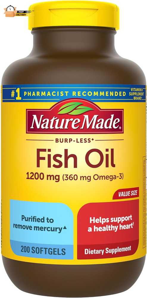 Burp Less Fish Oil 1200 Mg, Fish Oil Supplements, Omega 3 Fish Oil
