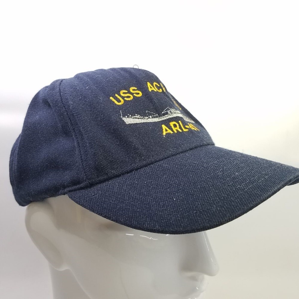 USS Achilles ARL-41 Embroidered Snap Back Cap Hat Navy Blue-image