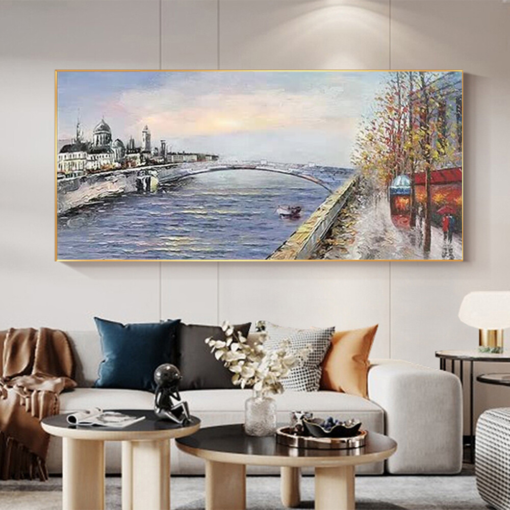 City Landscape Hand Painted Oil Painting Modern Abstract Wall Hanging Picture