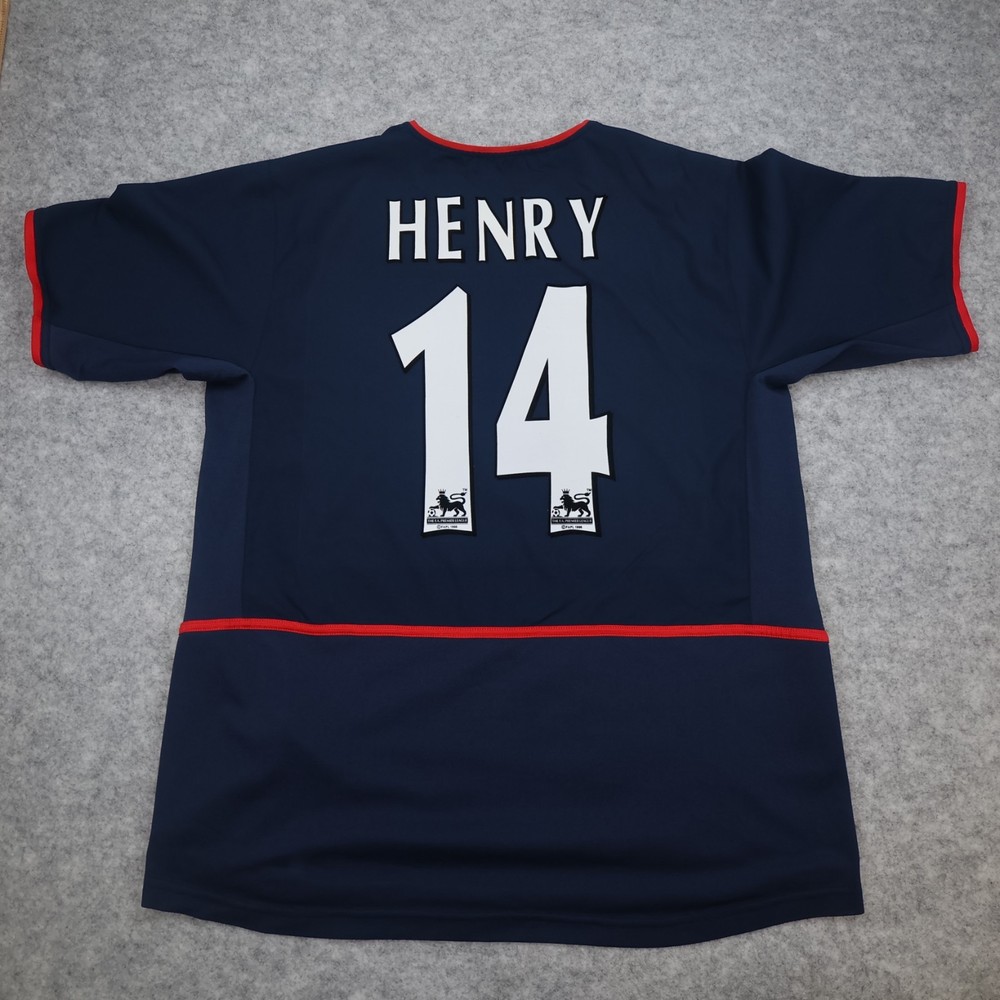 Vintage Arsenal Shirt Large Blue Away 2002 2003 Nike Jersey Henry Soccer Jersey