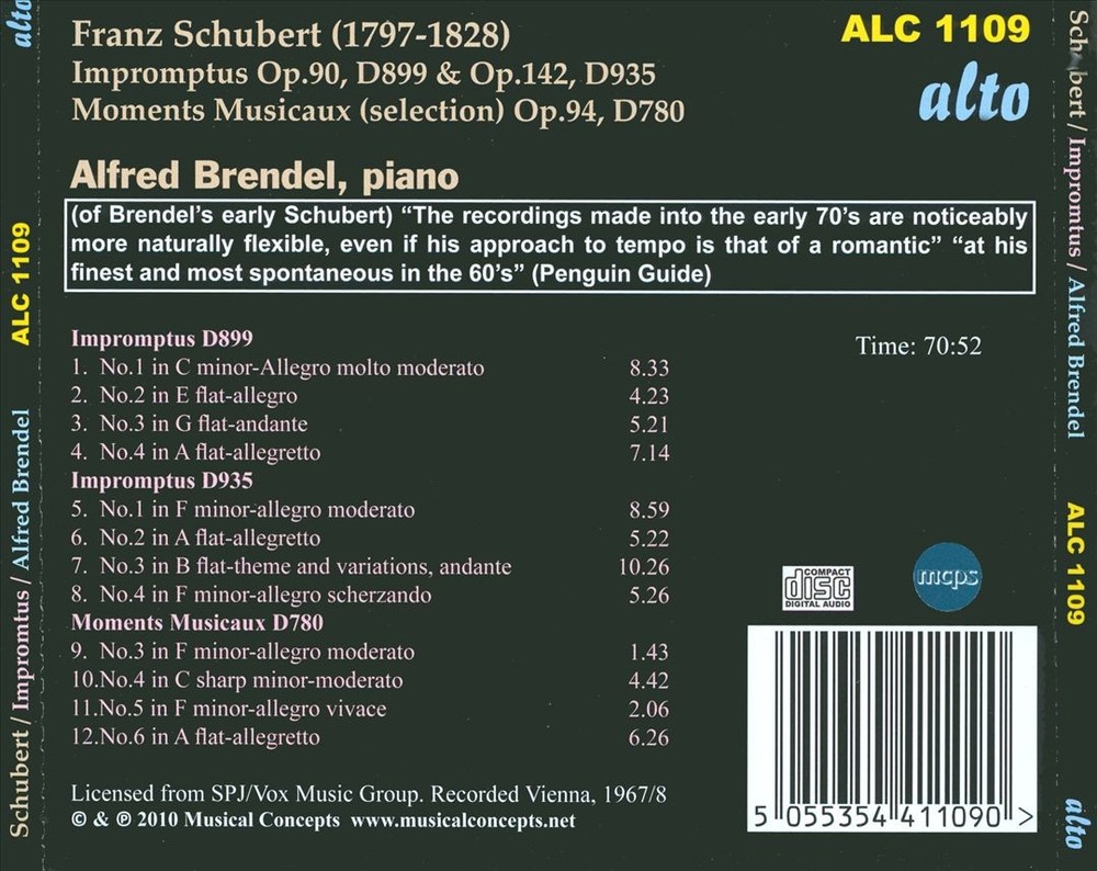 Alfred Brendel Schubert: Impromptus New Cd