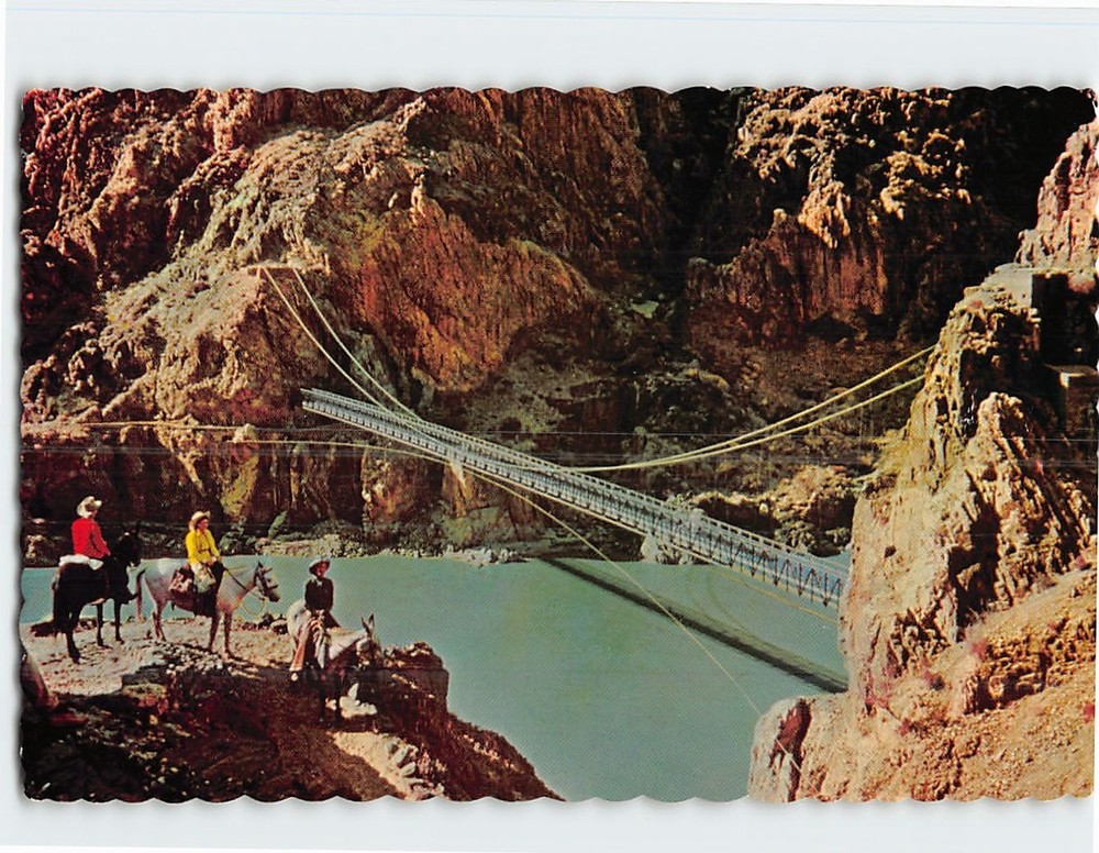 Postcard Kaibab Suspension Bridge Grand Canyon National Park Arizona USA