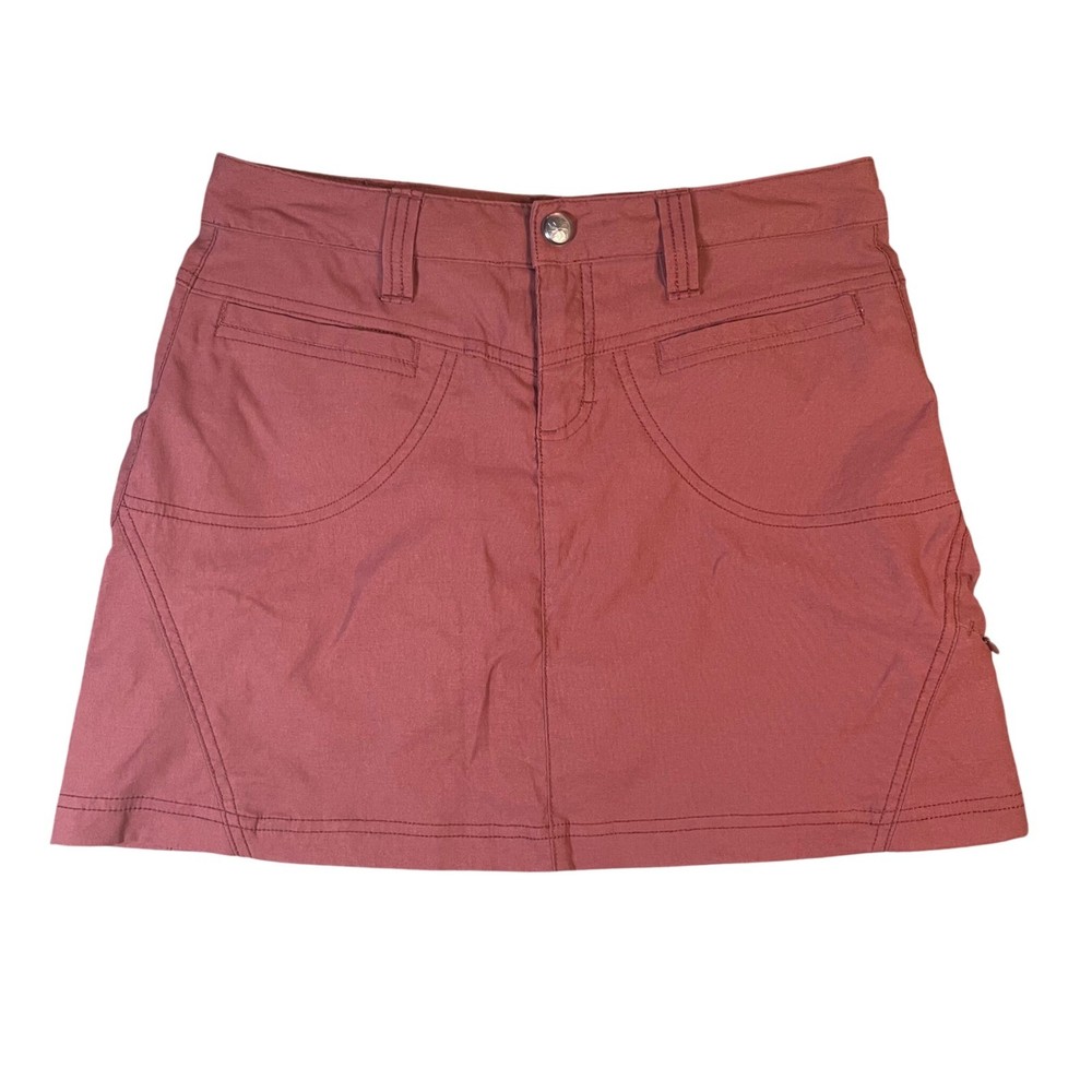 Athleta Womens Size 2P Red Utility Skirt Button Fly Drawstring Pockets