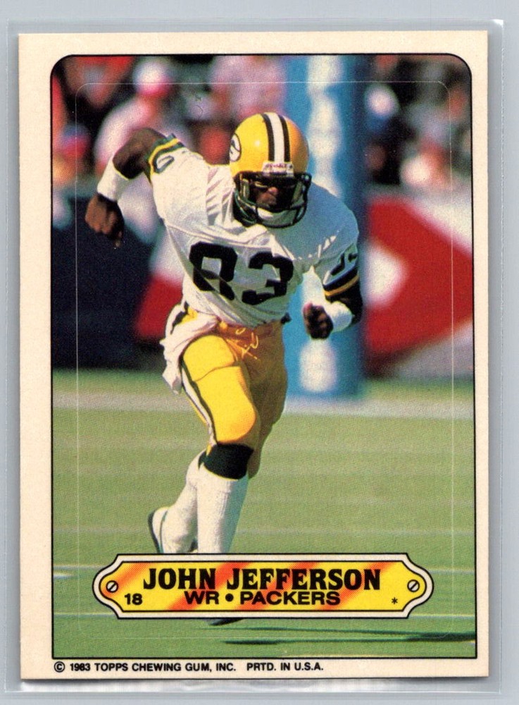 John Jefferson 1983 Topps Packers Sticker #18 NFL Vintage Collectible