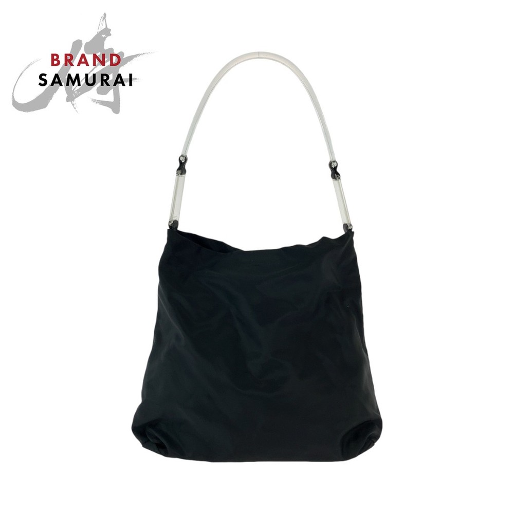 RARE Prada Tessuto Triangle Logo Black Clear Nylon One Shoulder Bag