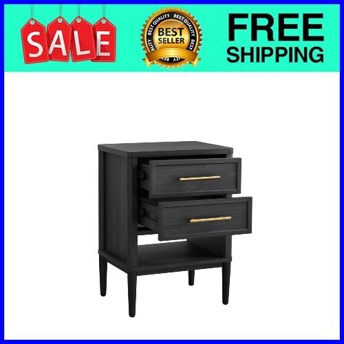 Better Homes Gardens Oaklee 2-Drawer Nightstand in Charcoal Finish