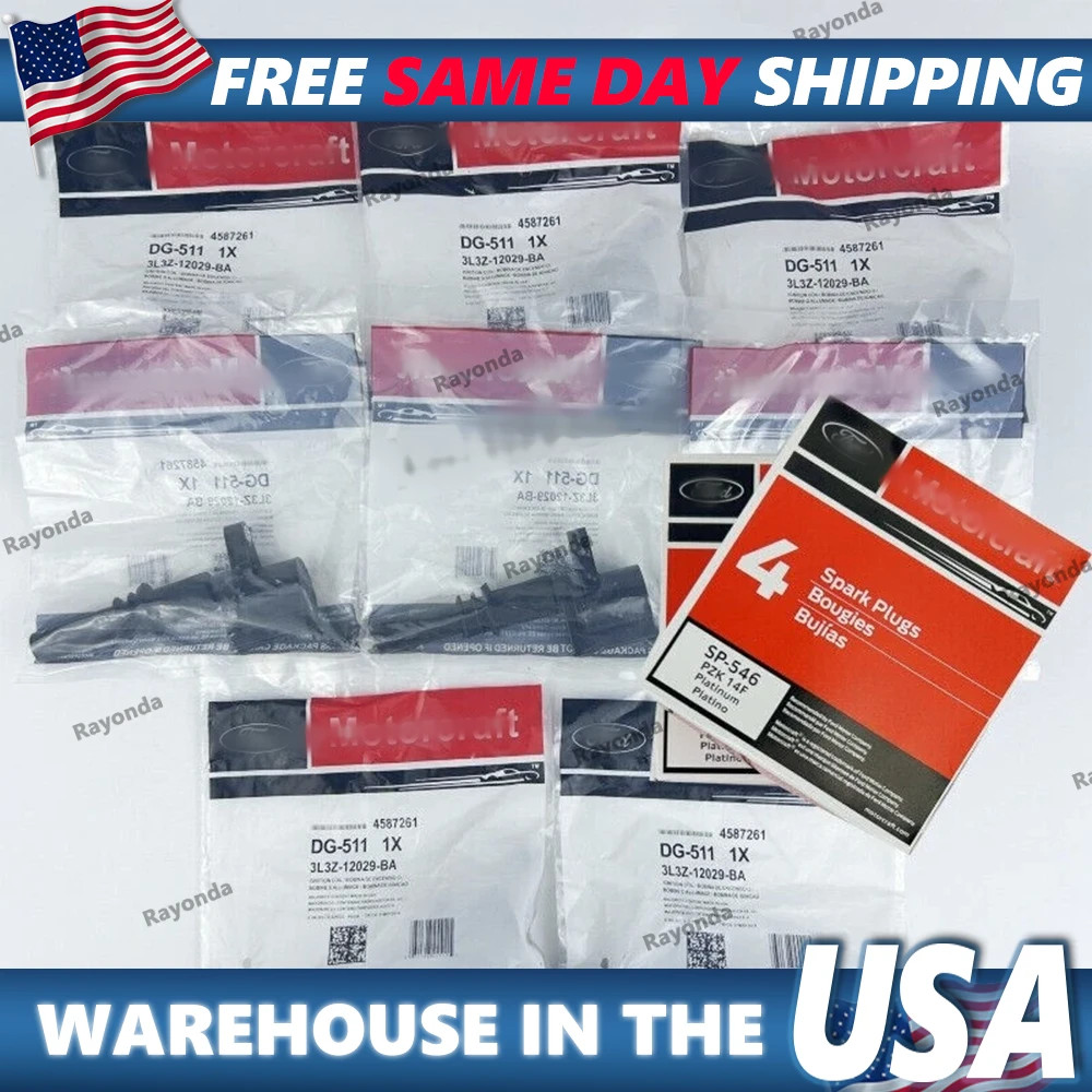 Motorcraft 8× DG511 Ignition Coils & Spark Plugs SP546 For F150 F-250 5.4L 6.8L